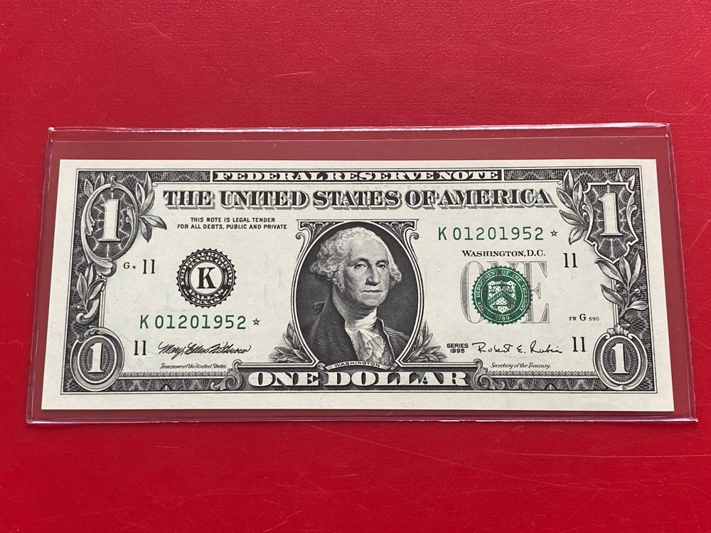 1995 STAR NOTE $1 Dollar Bill ( DALLAS K ) Uncirculated