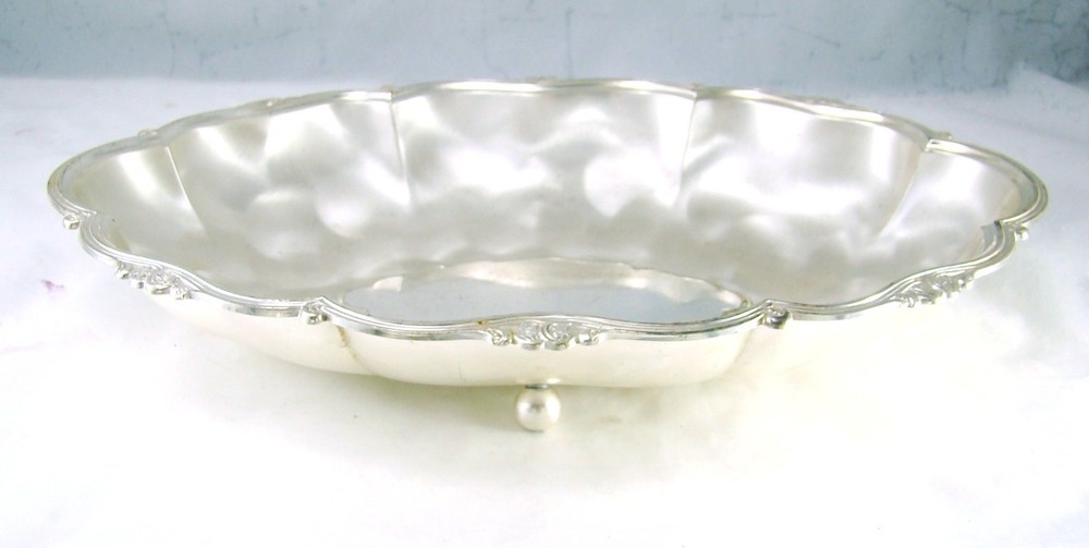 WMF E P Brass IKORA Silverplate Germany Footed Bread Tray Length 11 3/8"