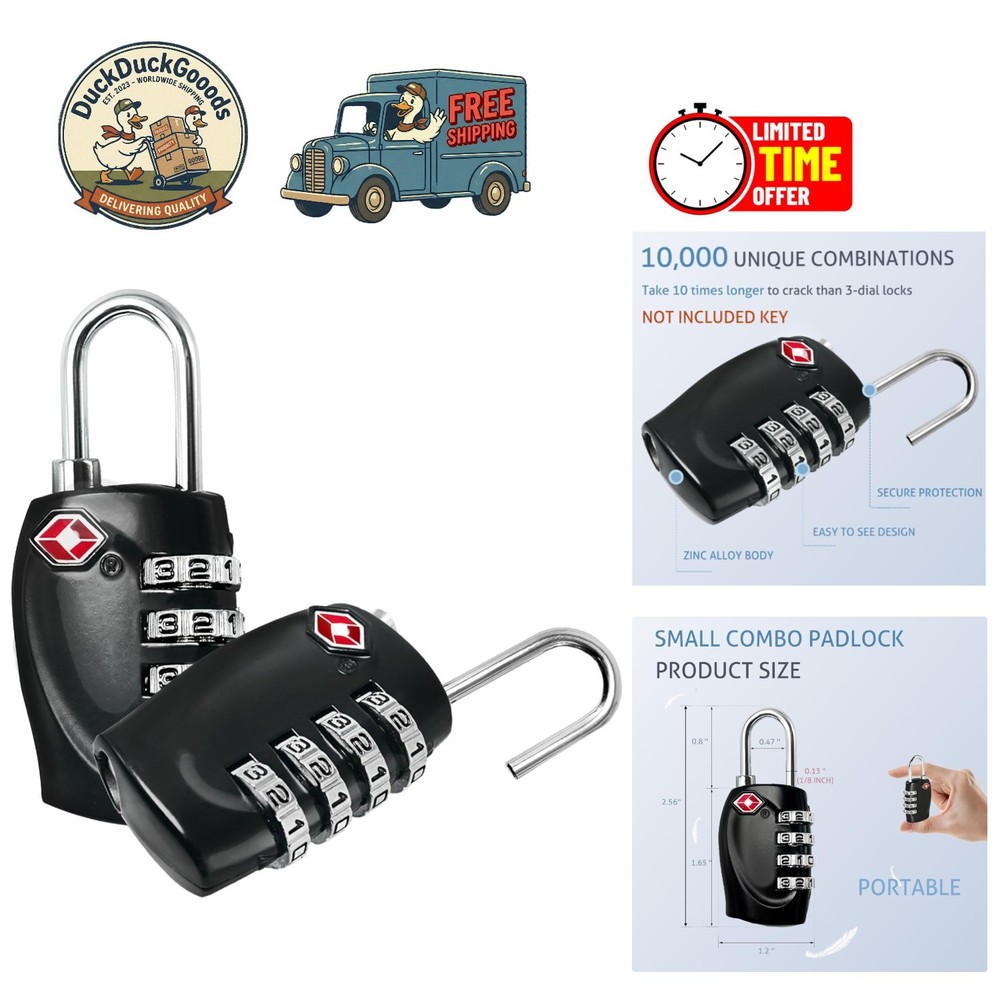 Compact 2-Pack TSA Approved Locks - Durable Security for Travel and Gun Cases