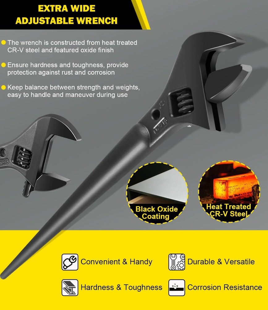 Tools 3227 Extra Wide Adjustable Wrench Construction Spud Wrench