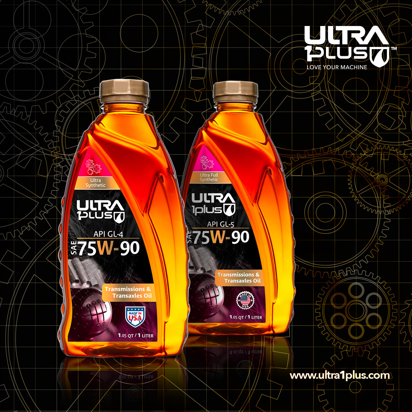 Ultra1Plus™ SAE 75W-90 Synthetic Gear Oil API GL-4 | 3 Pack QTS