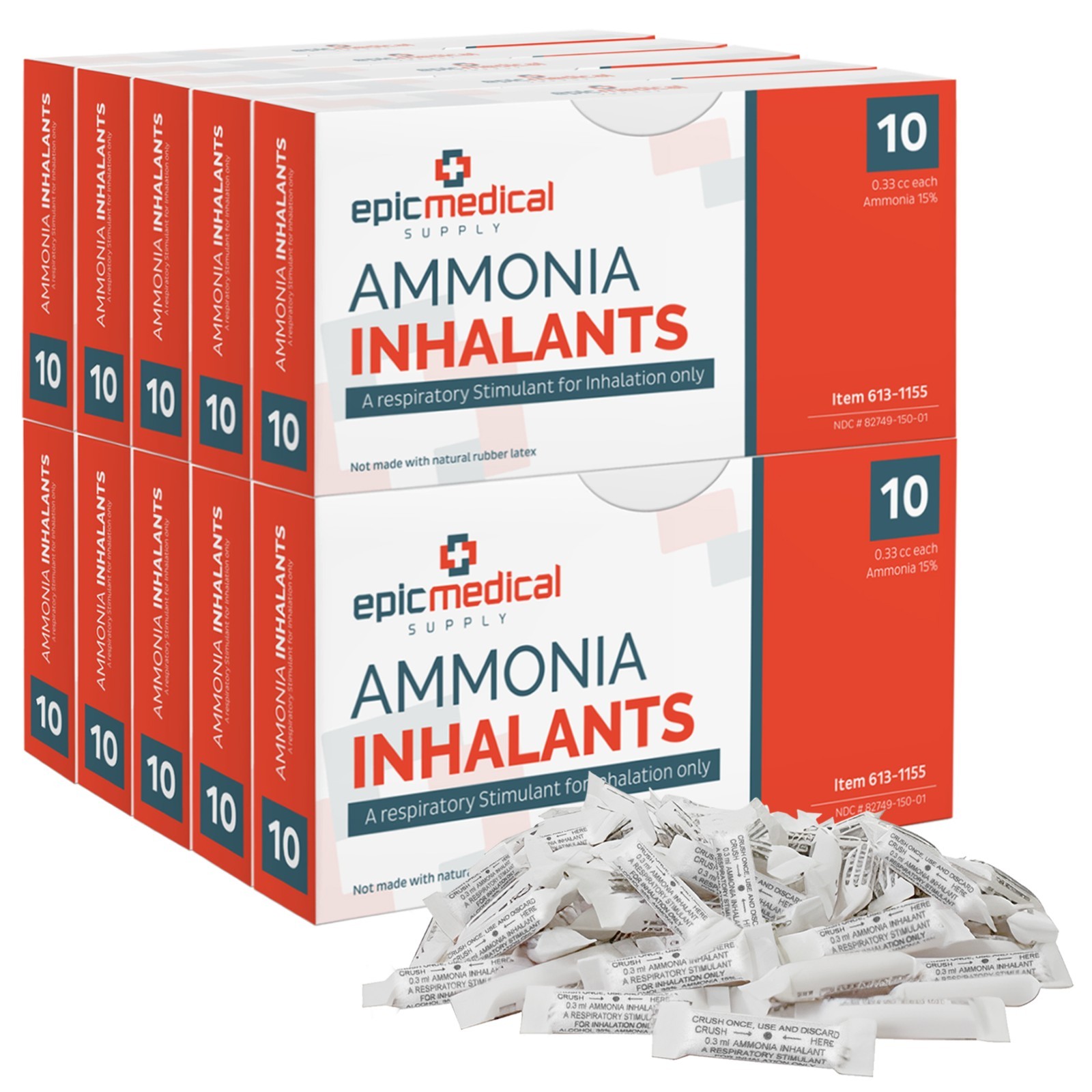 Ammonia Inhalants Smelling Salts for Fainting 100 Count Bulk Pack