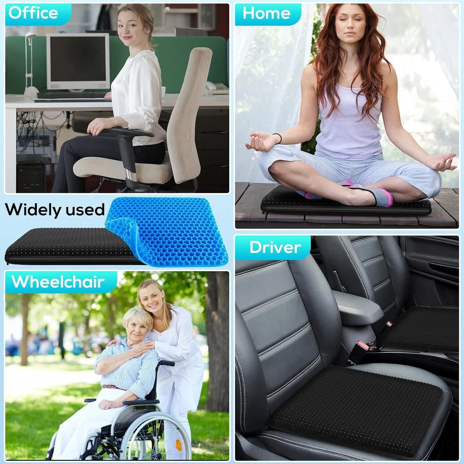 Double Thick Gel Seat Cushion – Egg Shape, Non-Slip Breathable, Comfort