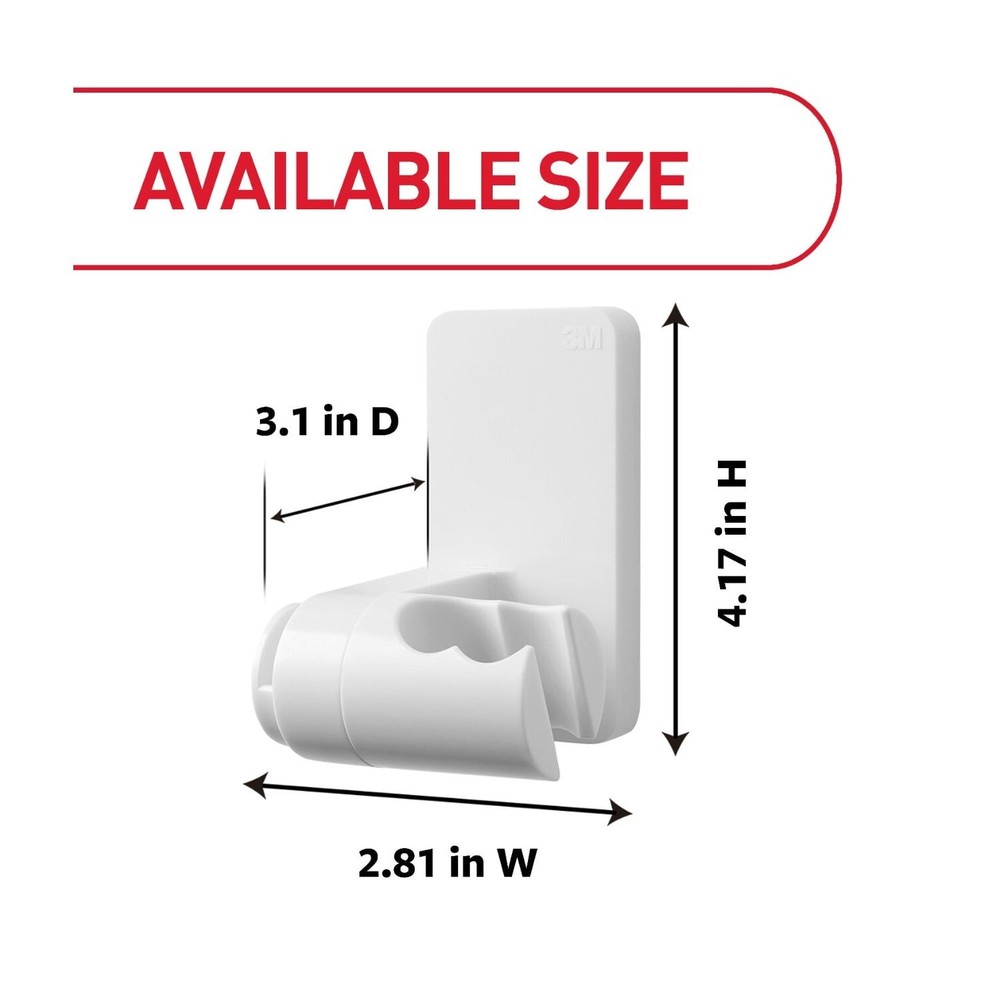 Command Bath Shower Head Holder, White, 1 Holder,Holds 4 lbs