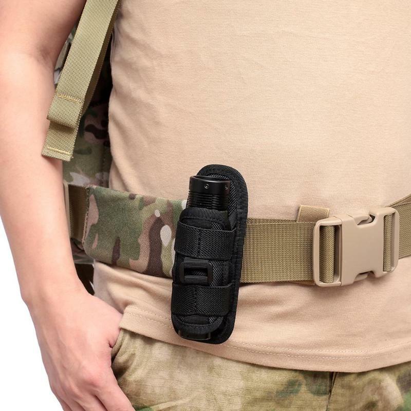 Tactical 360 Degrees Rotatable Flashlight Pouch Holder Case Belt Cover Accessory