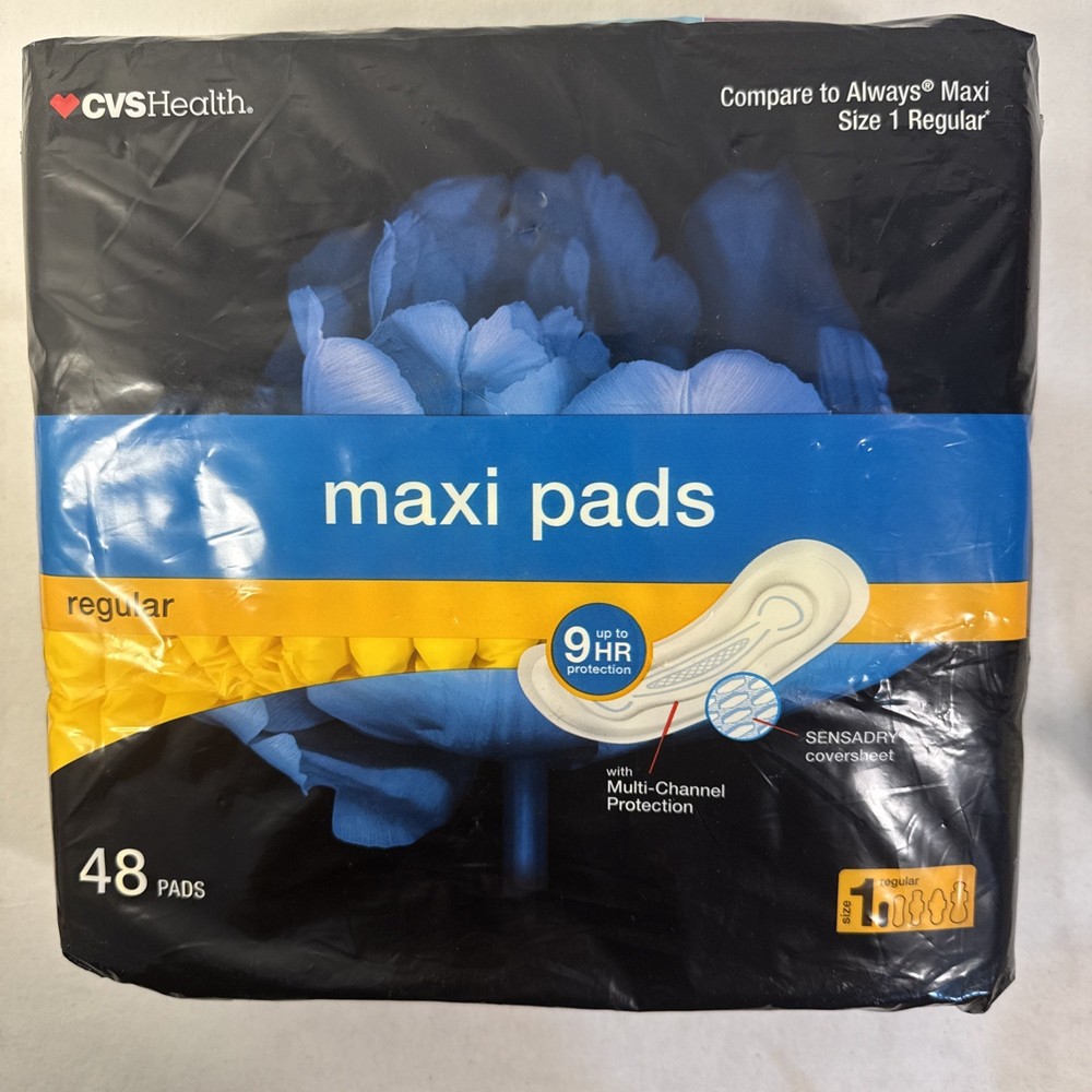 48-Count CVS Health Maxi Pads Without Wings Regular Absorbency Size 1