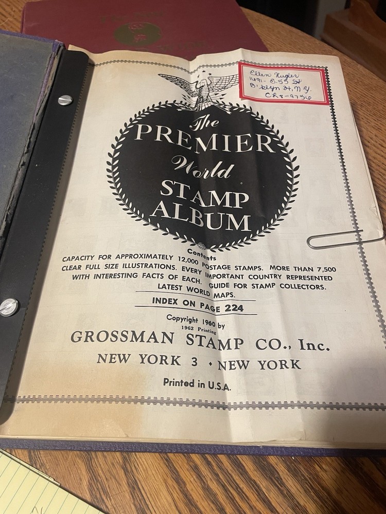 The Premier World Stamp Album 1922 -1 962 Grossman Germany Hitler 875+ Stamps