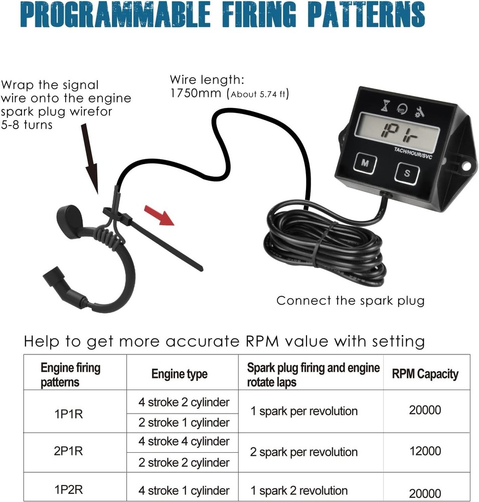 Compact Digital Tachometer with Maintenance Reminder - Essential Engine Tool Set