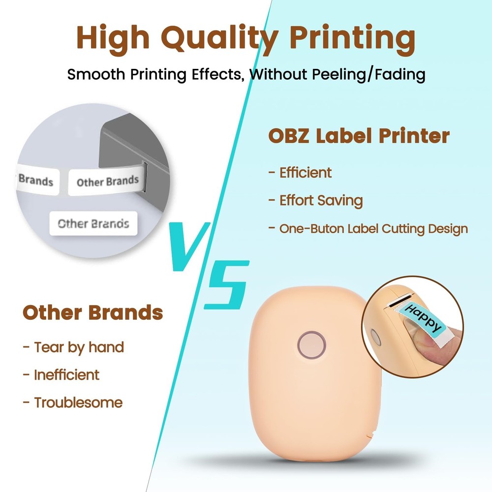 Mini Label Maker Machine with Tape, OBZ Portable Bluetooth Thermal Printer, I...