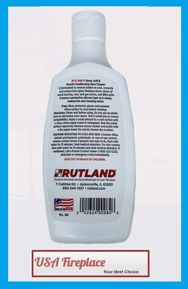 RUTLAND Stove, Grill, & Hearth Glass Cleaner 8 oz. FREE USA SHIPPING! #84
