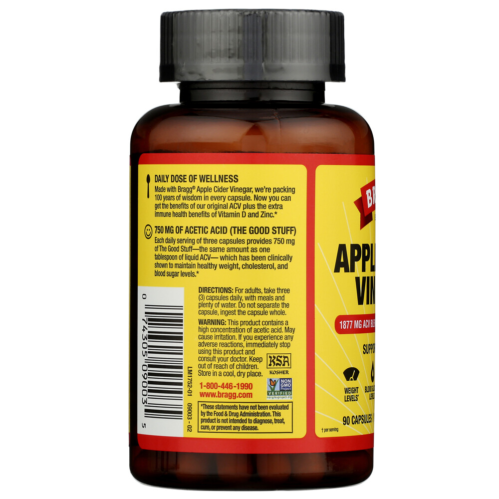 Bragg Apple Cider Vinegar Immune & Weight Management Support 90 Capsules
