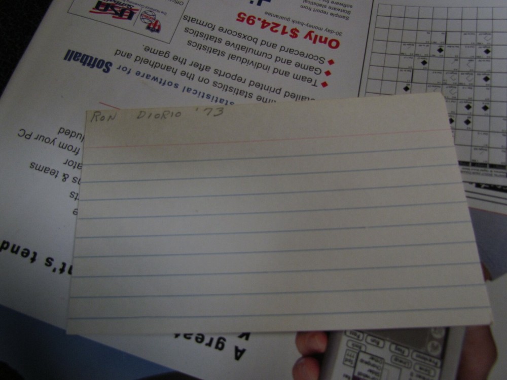 Ron Diorio autographed index card