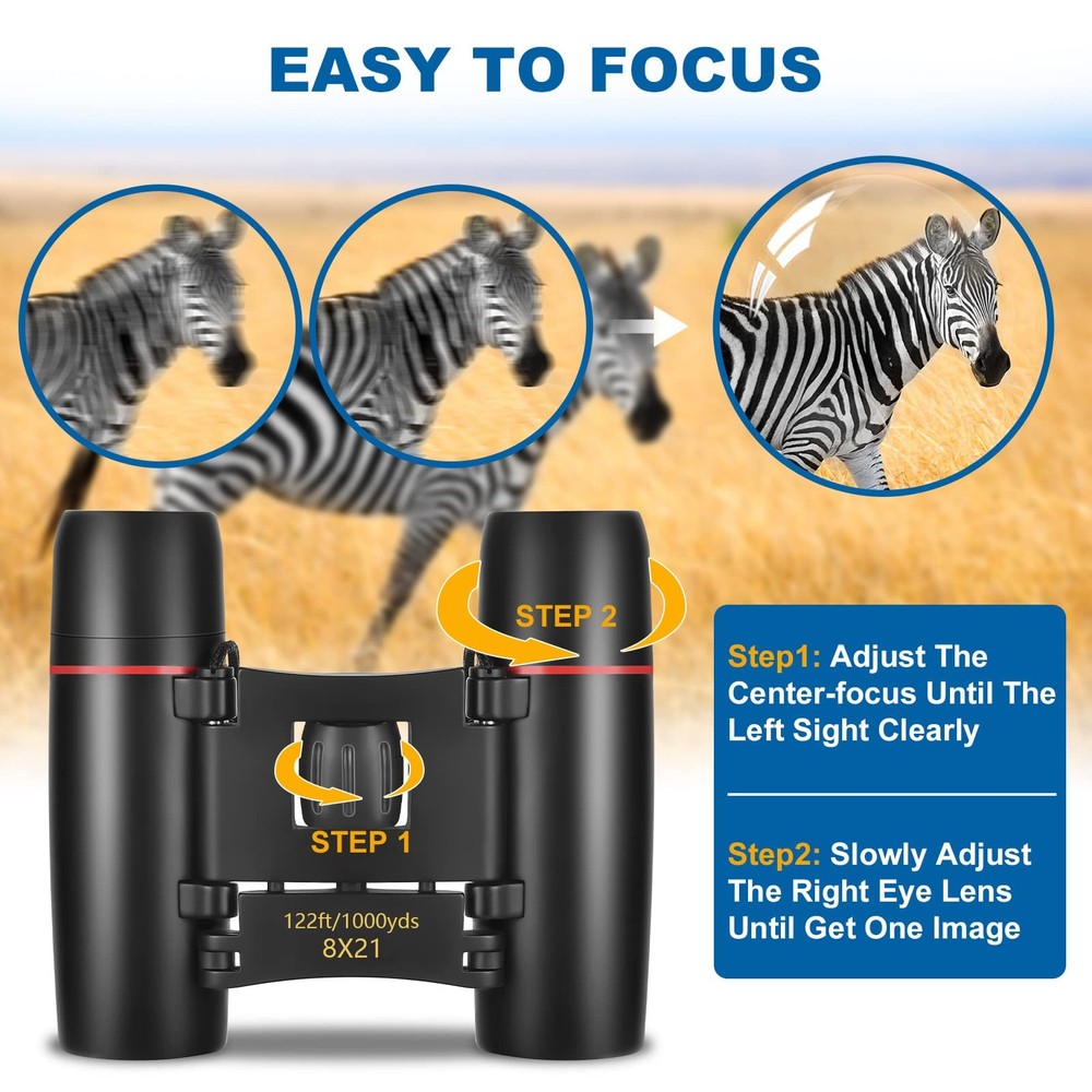 AHFLRITO Compact Binoculars, Lightweight Foldable Small Binoculars for Adults...
