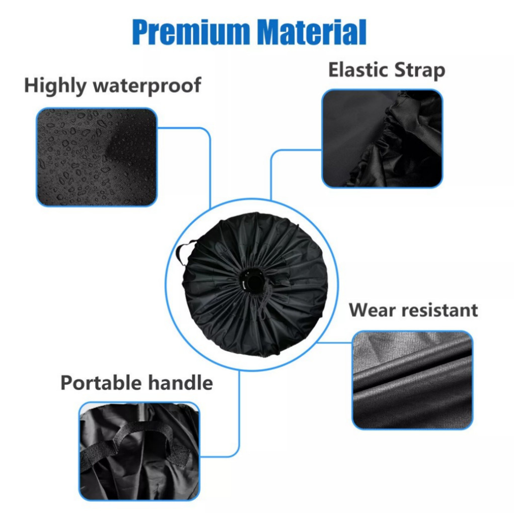 15'' Black DIY Spare Tire Cover Trailer Wheel & Tyre Protector Against Sun Rain