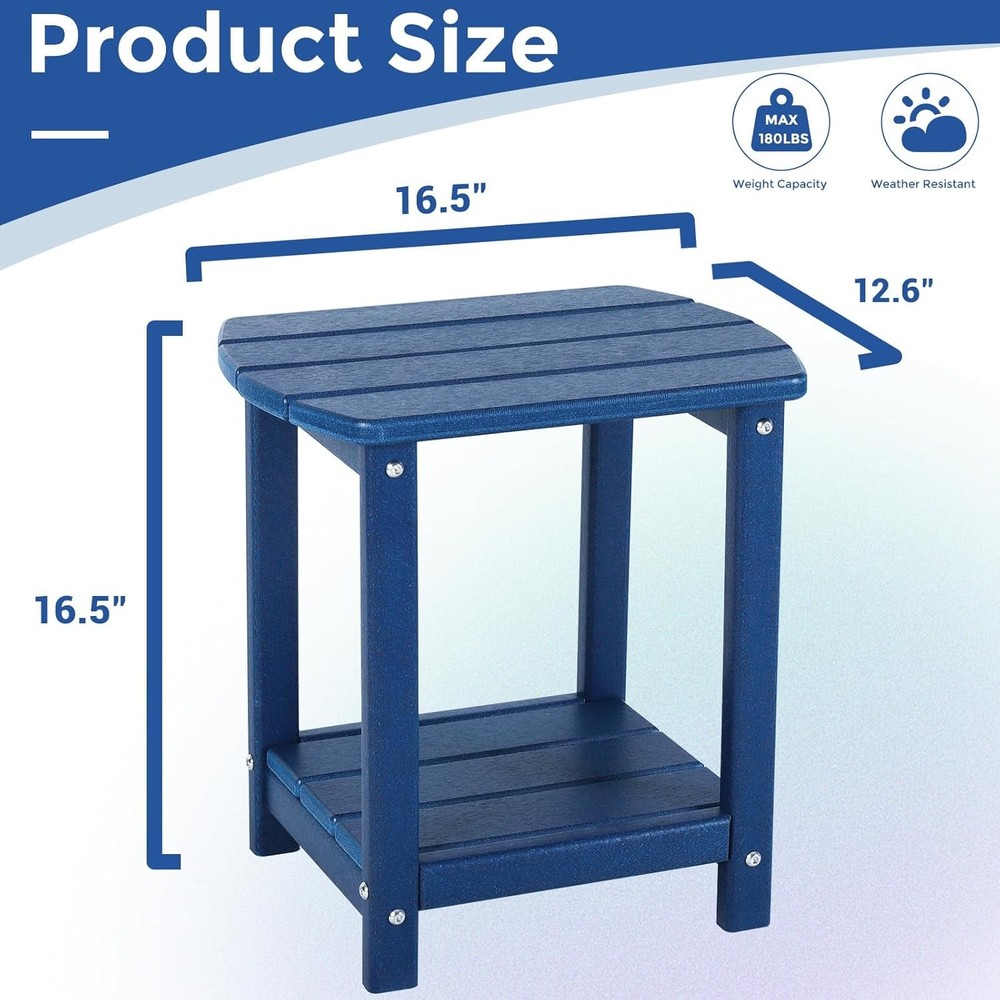 Square Outdoor Side Table,2-Tier Storage Patio Side Table End Tablesfor Backyard