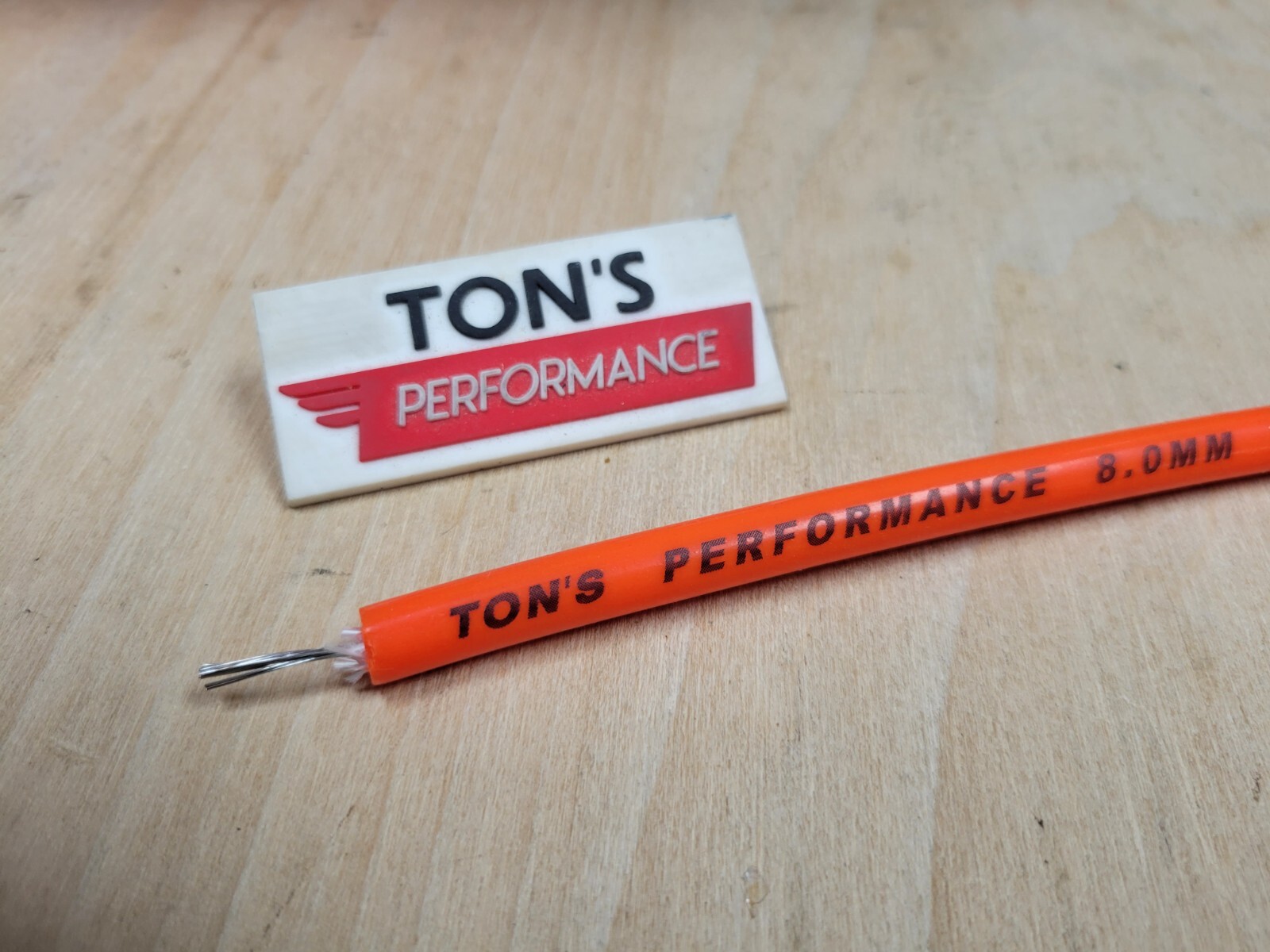 Ton's 8mm Orange silicone SOLID WIRE CORE SPARK PLUG WIRE by the foot 0 ohms/ft