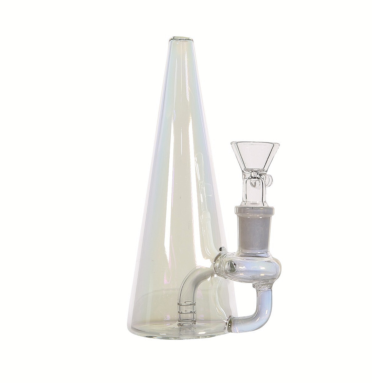 6.5" Holographic Prism Color Changing Glass Volcano Cone Water Pipe Bong 14mm