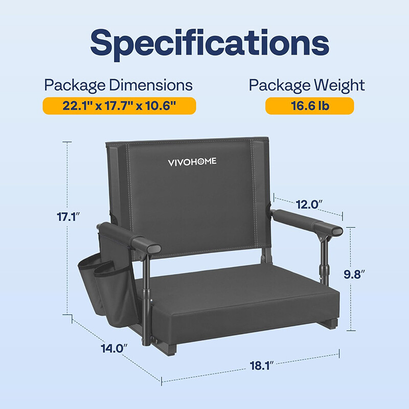 2 Pack Portable Stadium Seat Bleacher Chair Padded & Cup Holder Shoulder Strap