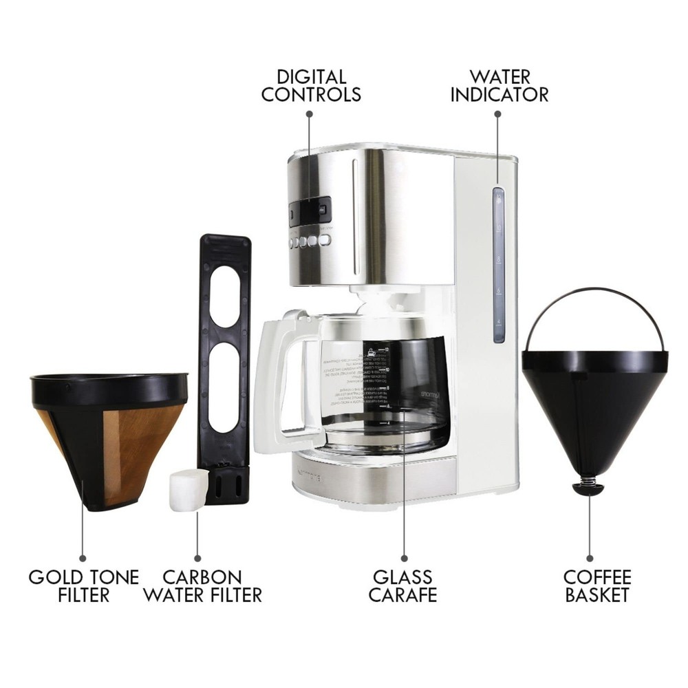 Kenmore drip Coffee Maker - 12 Cup programmable cafe machine Small, White
