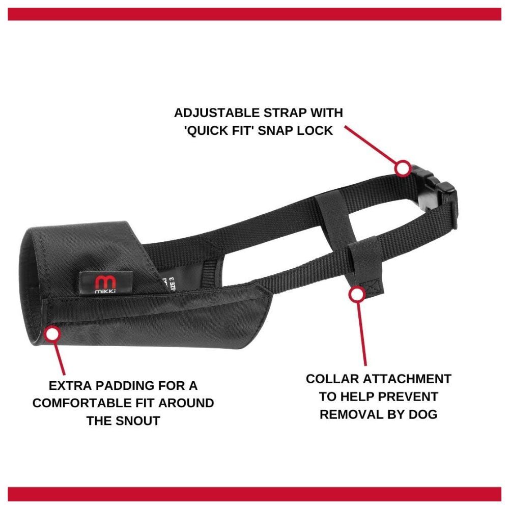 Mikki Muzzle for Dogs XS-XL Size 0-10 Soft Nylon Bite Protection Dog Training