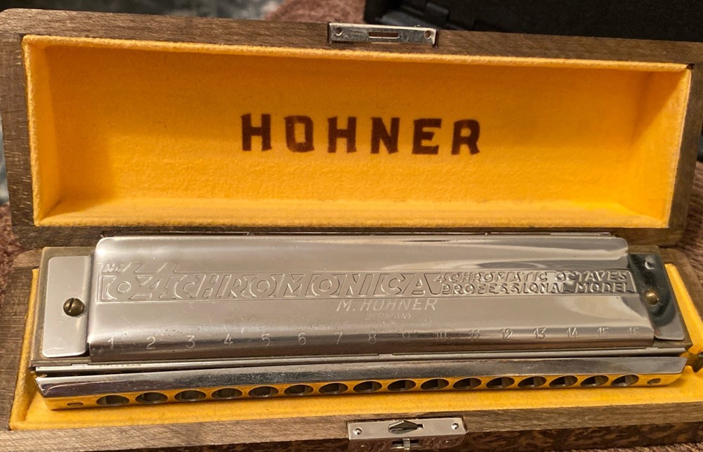Vintage Hohner 64 Chromonica Professional Harmonica with Original Case