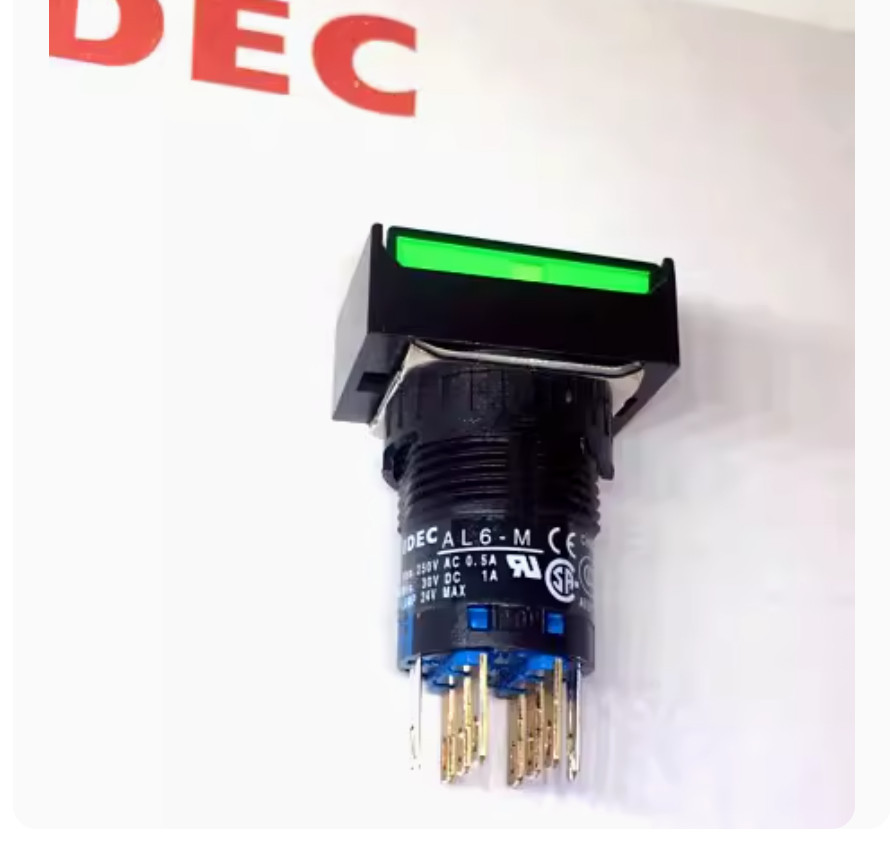 1PC New IDEC Self-locking pushbutton switch with light 8 pin 24V AL6H-A24PGC #LL