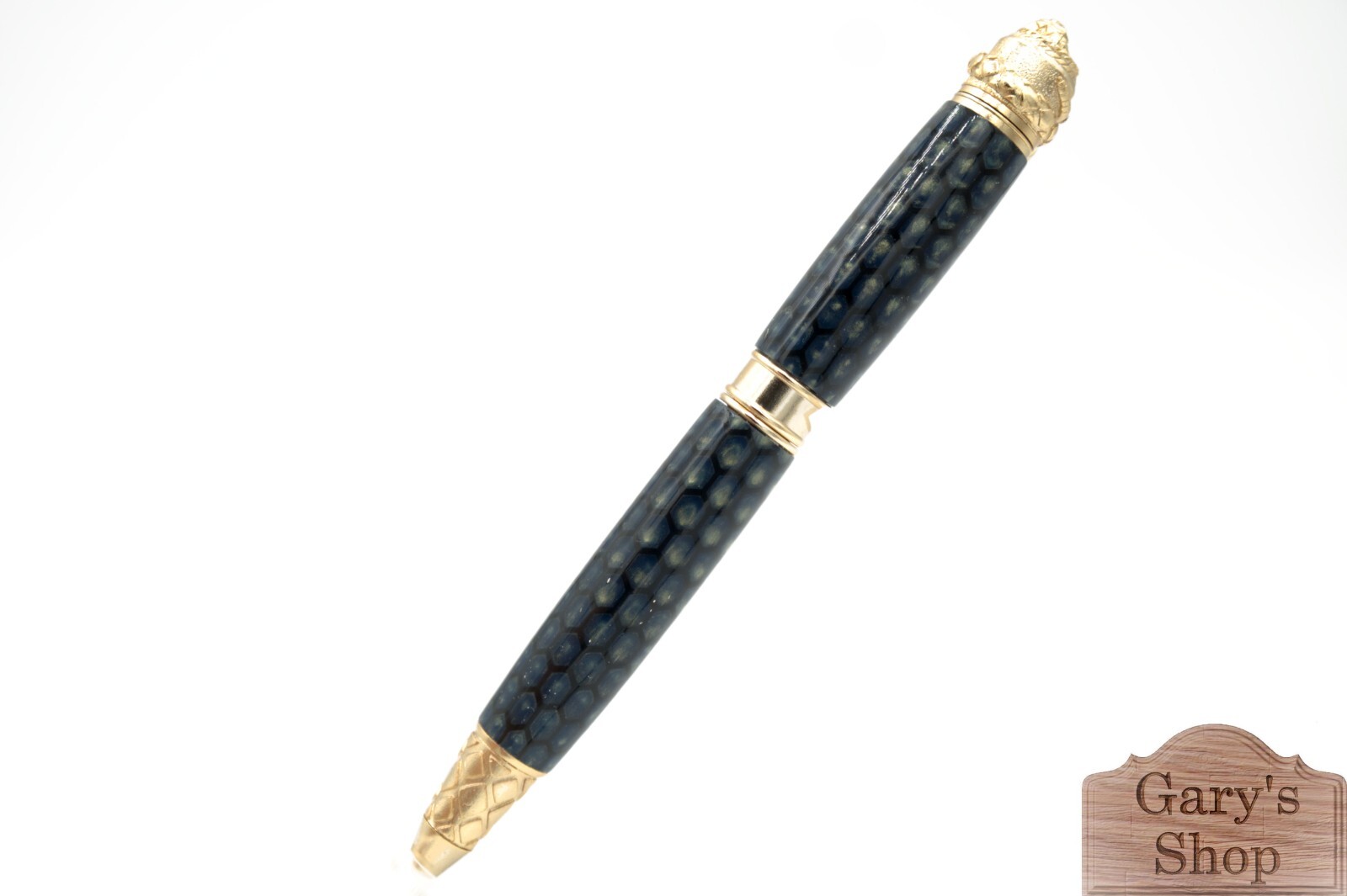 Lucky Snake Ballpoint Pen – 22kt Gold Finish, Green Honeycomb Unique Collectible