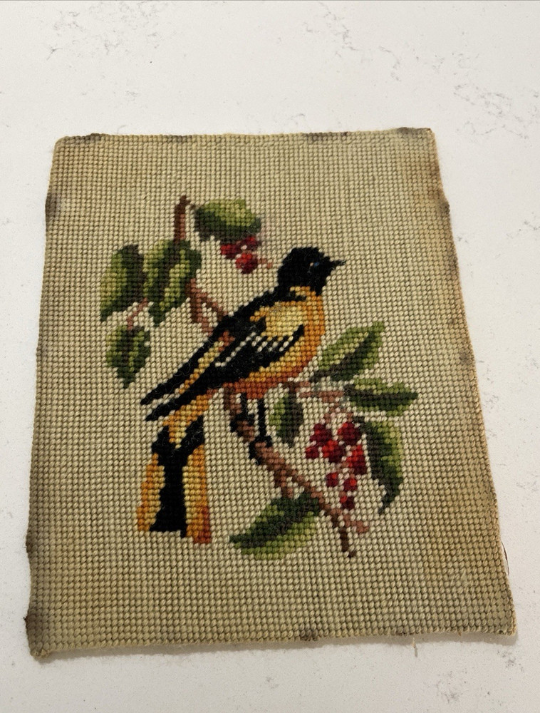 Set of 3 Vtg Handmade Needlepoint without frames
