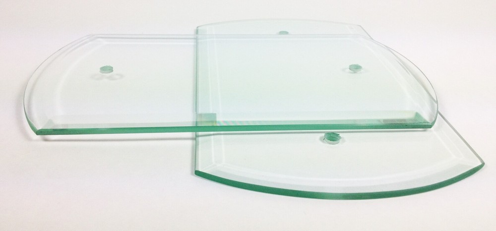 2 BEVELED Clear Glass Rectangular Repair Panel Chandelier Lamp Curved Top Bottom