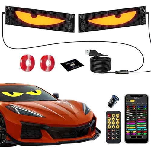 Devil Eyes LED Sign 2-Pack, Programmable LED Car Windshield 23.4×4.7 inch-2 PCS