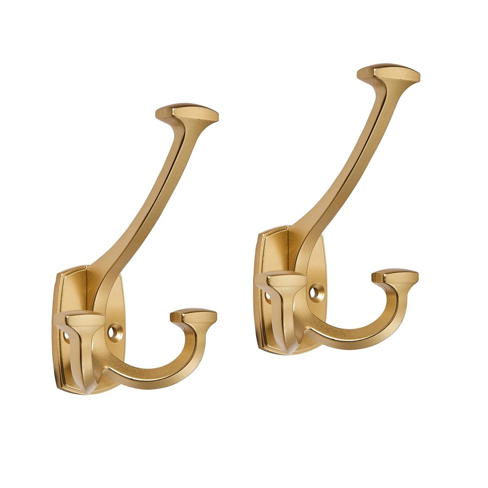 5 Pack Gold Hooks Large Wall Mounted Solid Heavy-Duty Decorative Double-Sided...