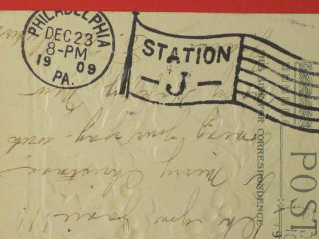 1909 Embossed Christmas Postcard - Christmas Greetings