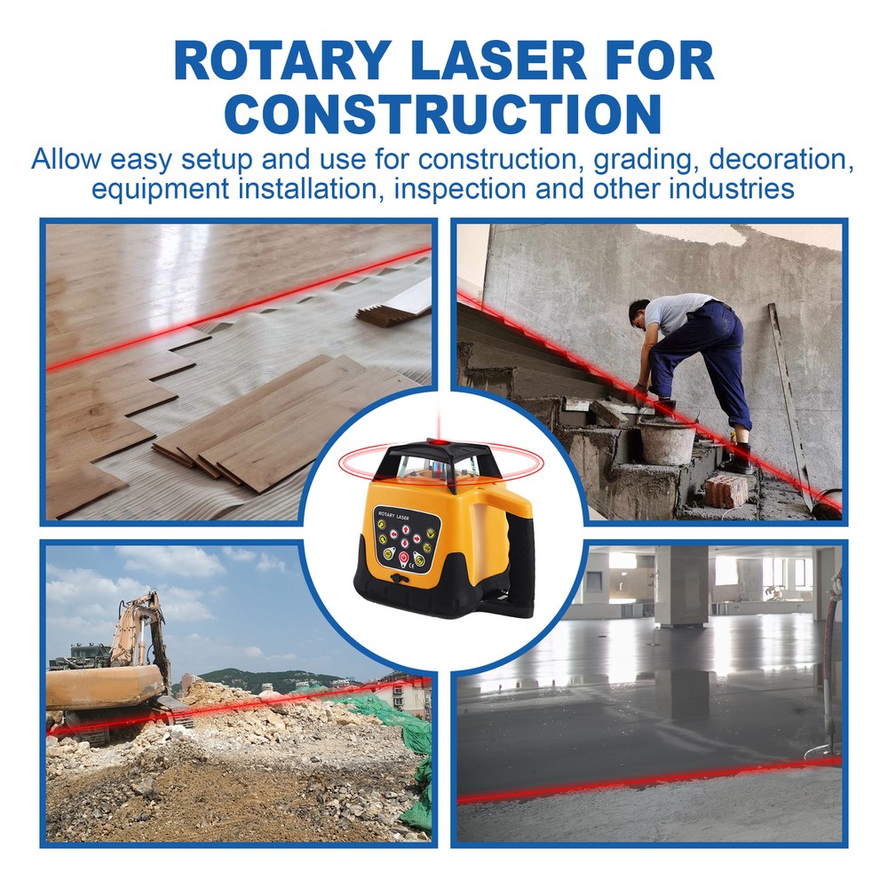 Red Beam Automatic Rotary Laser Level Kit 360 Rotating Laser Self Leveling 500m
