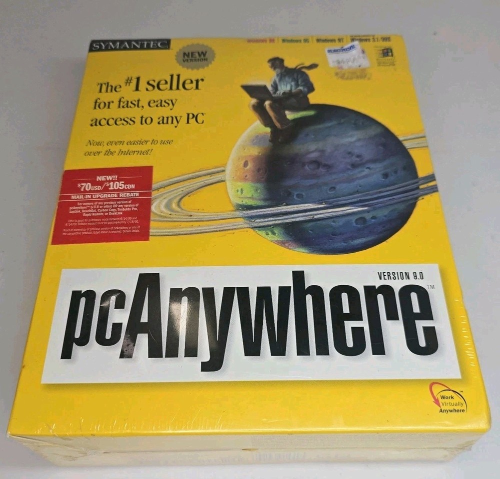 Symantec PC Anywhere Version 9.0 Software w/ CD-ROM and Cables SEALED - CS10
