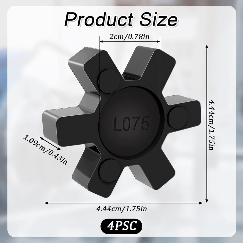 L075 Flexible NBR Rubber Spider Center Insert, 4 Pack Solid Coupling Pad Bumper