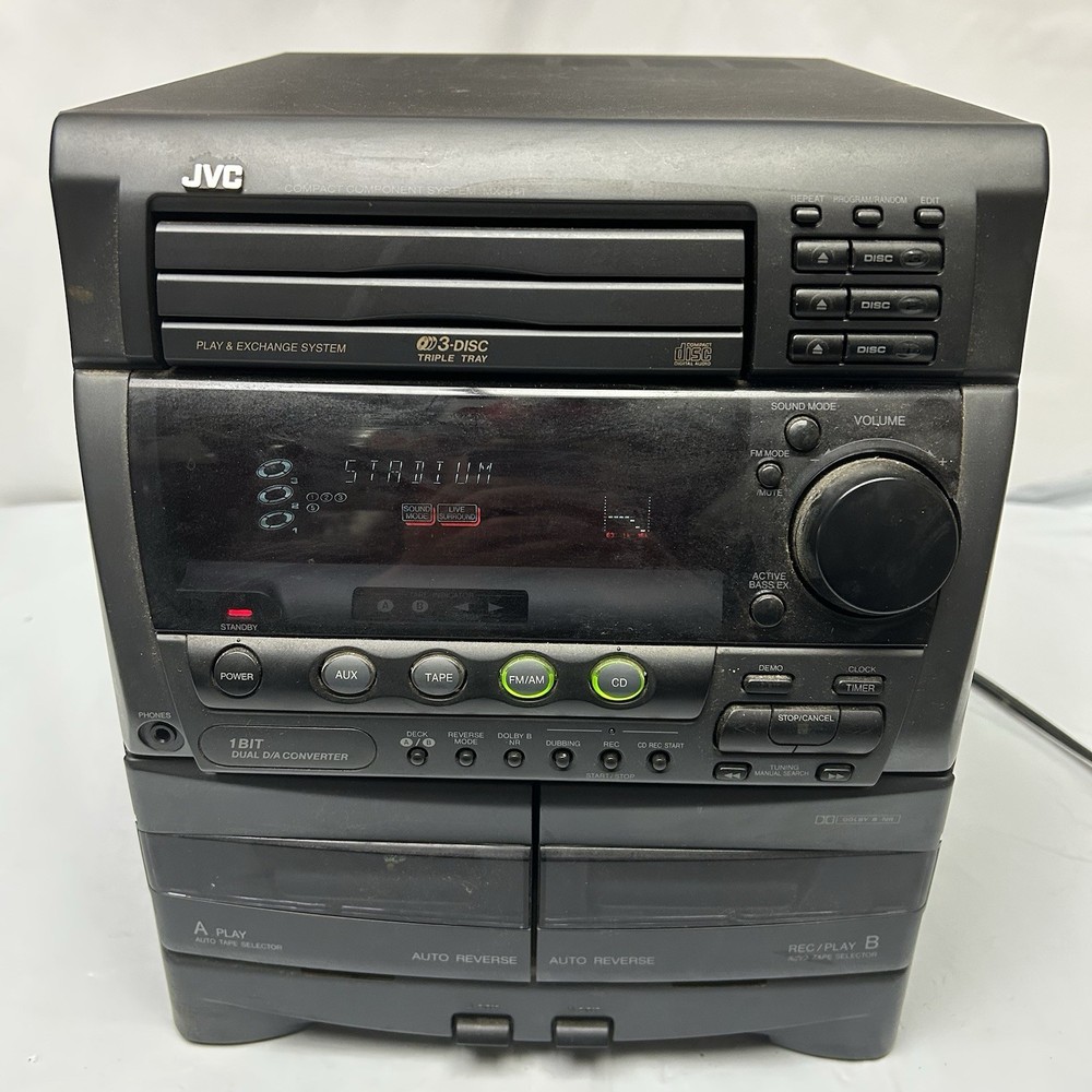 JVC MX-D4T Tuner Component Amp 3 Disc CD/Cassette Player Hi Fi System - POWERS