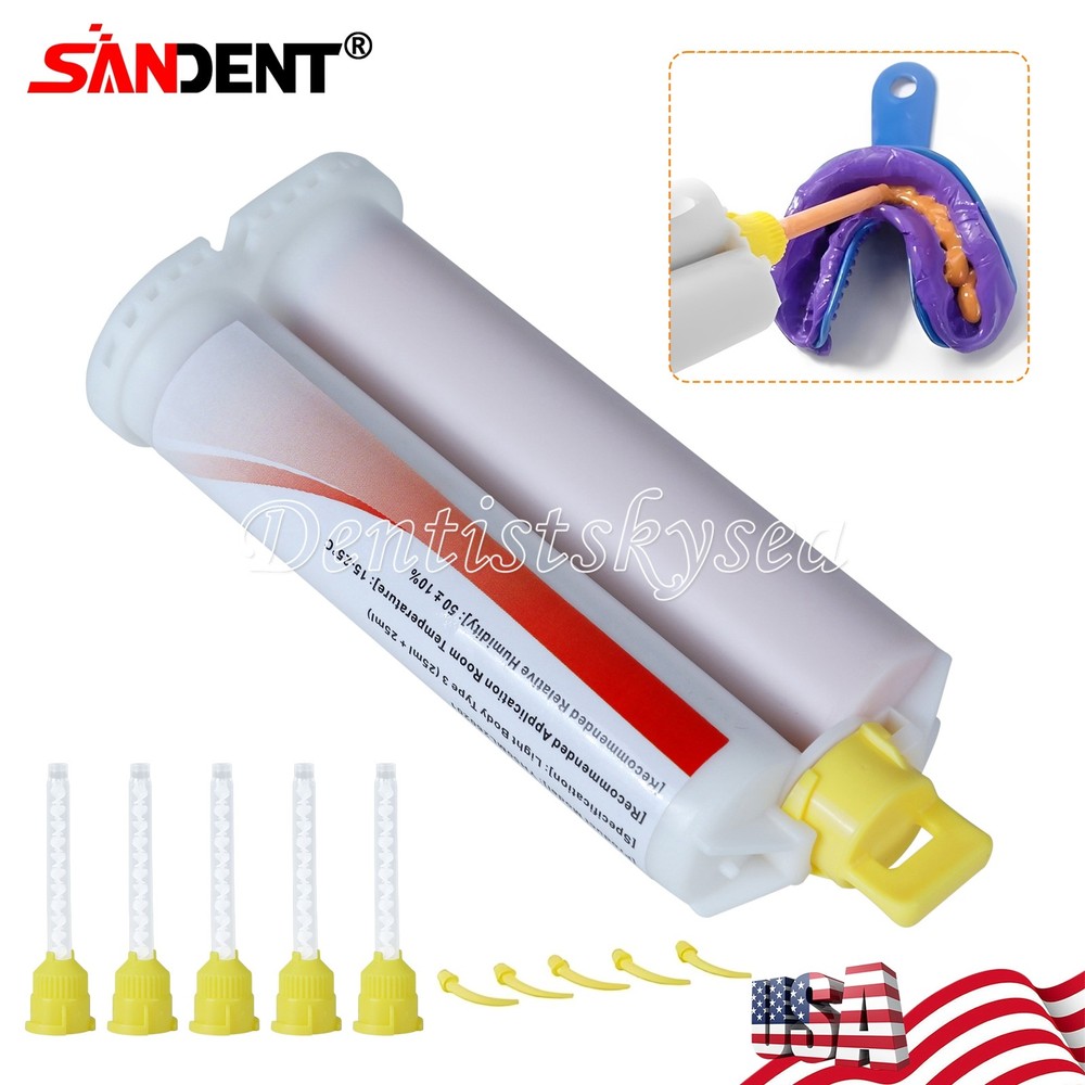 Dental Impression Material Light Body Normal Set 50mL Cartridges +5 Tips