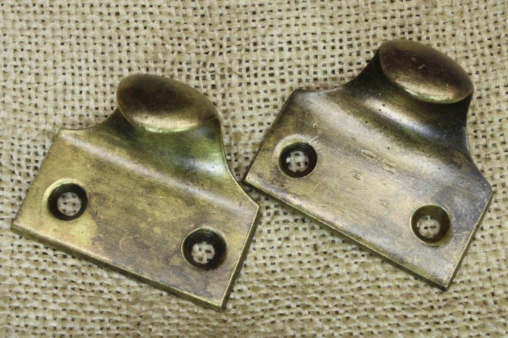 2 Old Window Sash Lifts 1 5/8 Pulls Cast Satin Solid Brass Smooth Light Tarnish