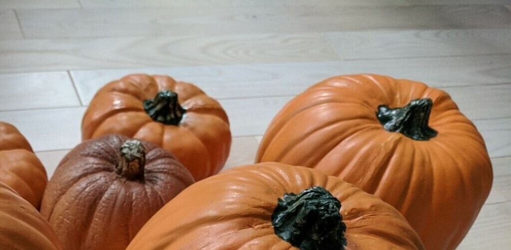 3 Decorative Craft Pumpkins sizes 9"/6" Orange
