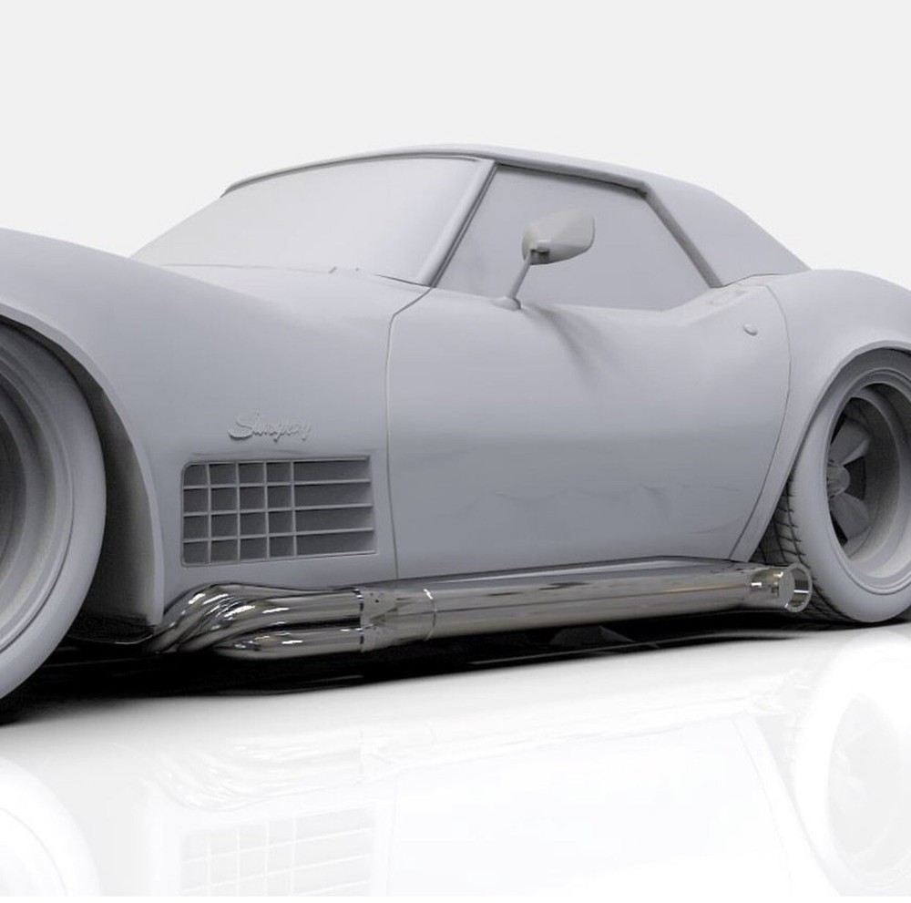 1:8 Corvette C3 side pipe headers. 3D printed (Raw/unfinished)
