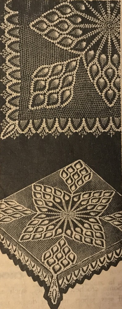 832 Vintage square Tablecloth Pineapple Pattern to CROCHET  (Repro)