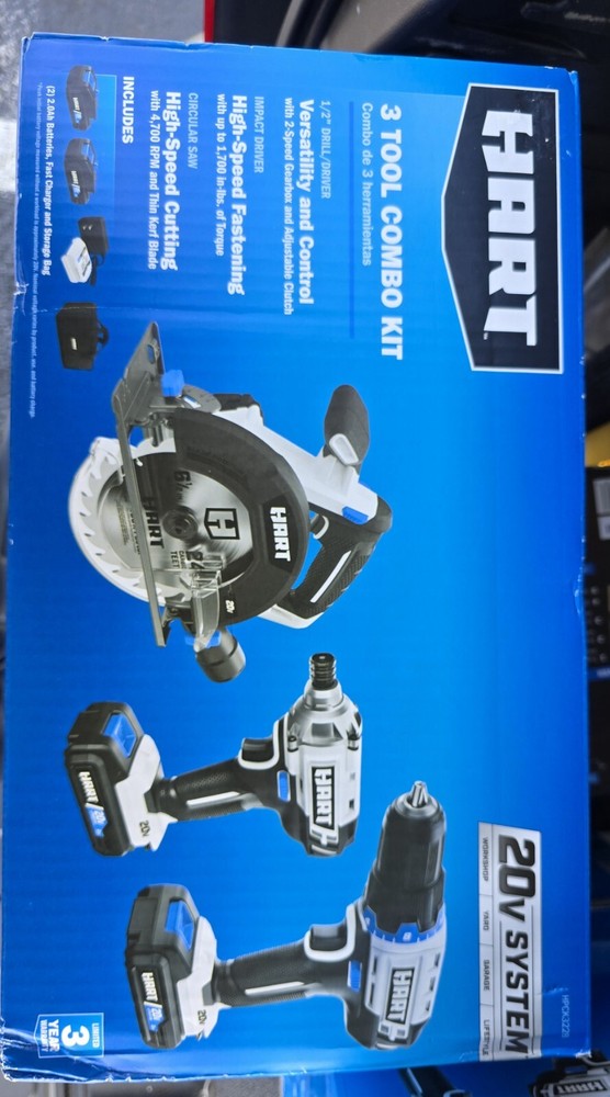 Drill, Impact Driver, Circular Saw Combo - HART HPCK322B Tool Combo Kit