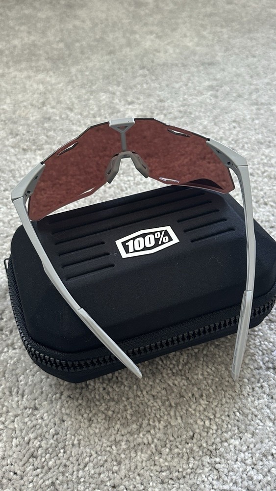 100% Hyper Cycling Sunglasses Gray Frame Rose Interchangeable Lens with Case