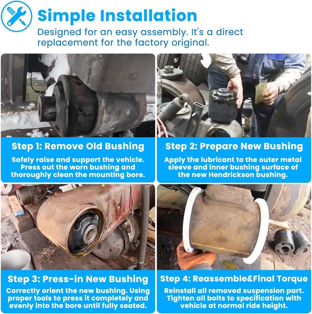 Quick Align Pivot Bolt Bushing Kit Replacement for Hendrickson S-24691 & S-21166