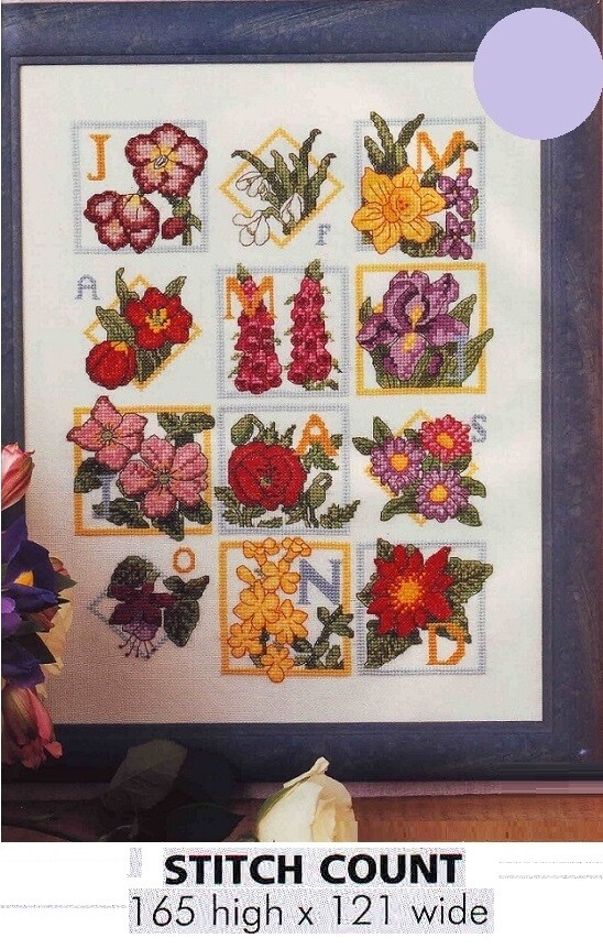 FLORAL CALENDAR  CROSS STITCH PATTERN ONLY   EQ -  SY
