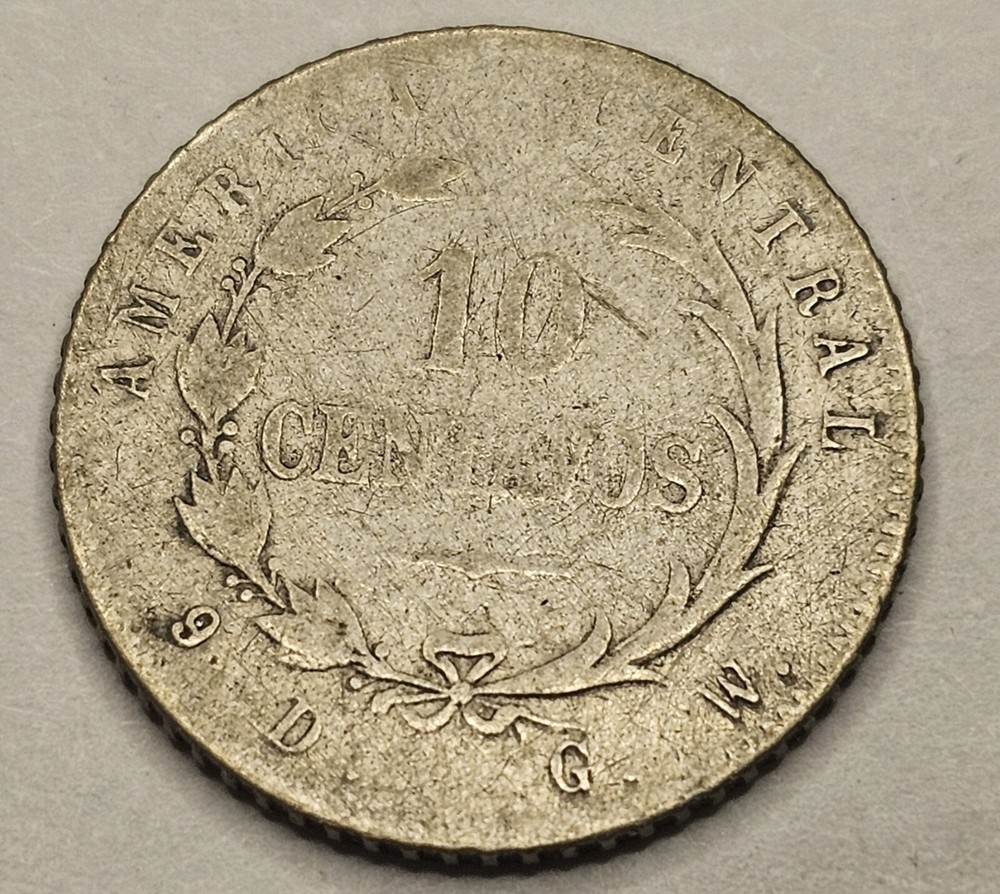 1886 Costa Rica Silver 10 Centavo