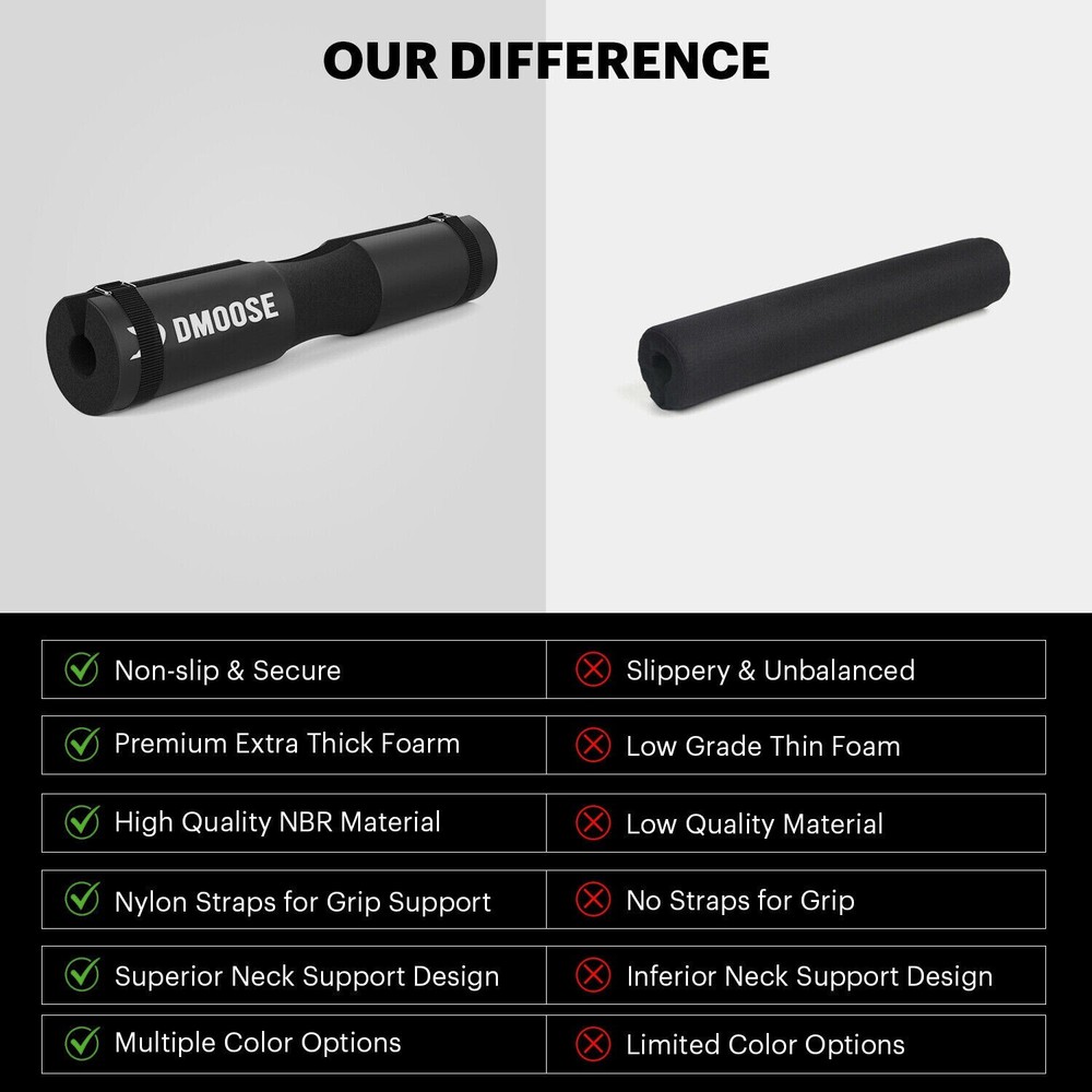 DMoose Olympic Barbell Pad, Hip Thrust Squat Pad with two straps Weightlifting