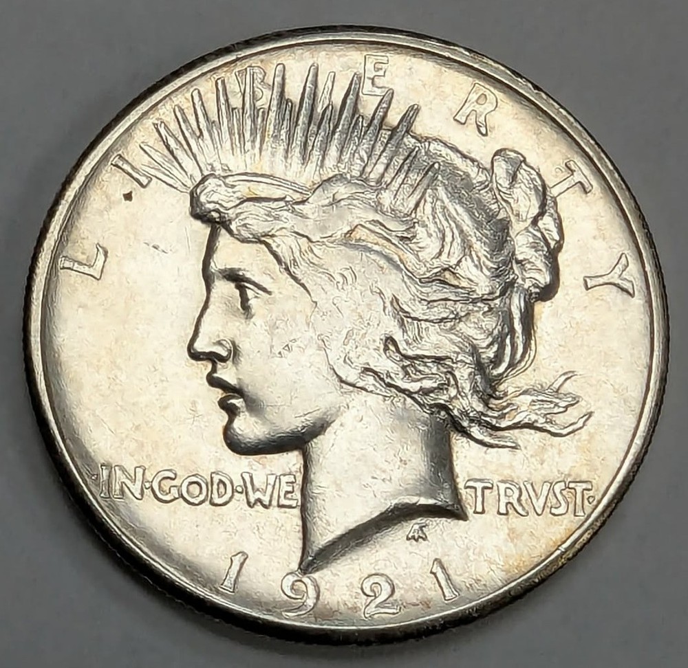 1921 Peace Silver Dollar US Coin - Cleaned