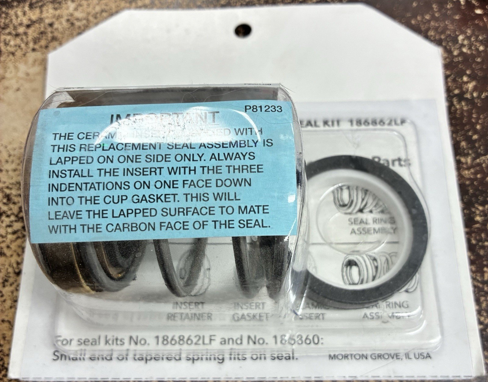 Bell & Gossett Replacement Seal Kit 186862LF – 1-1/4” & 3/4” Seals – New in Box