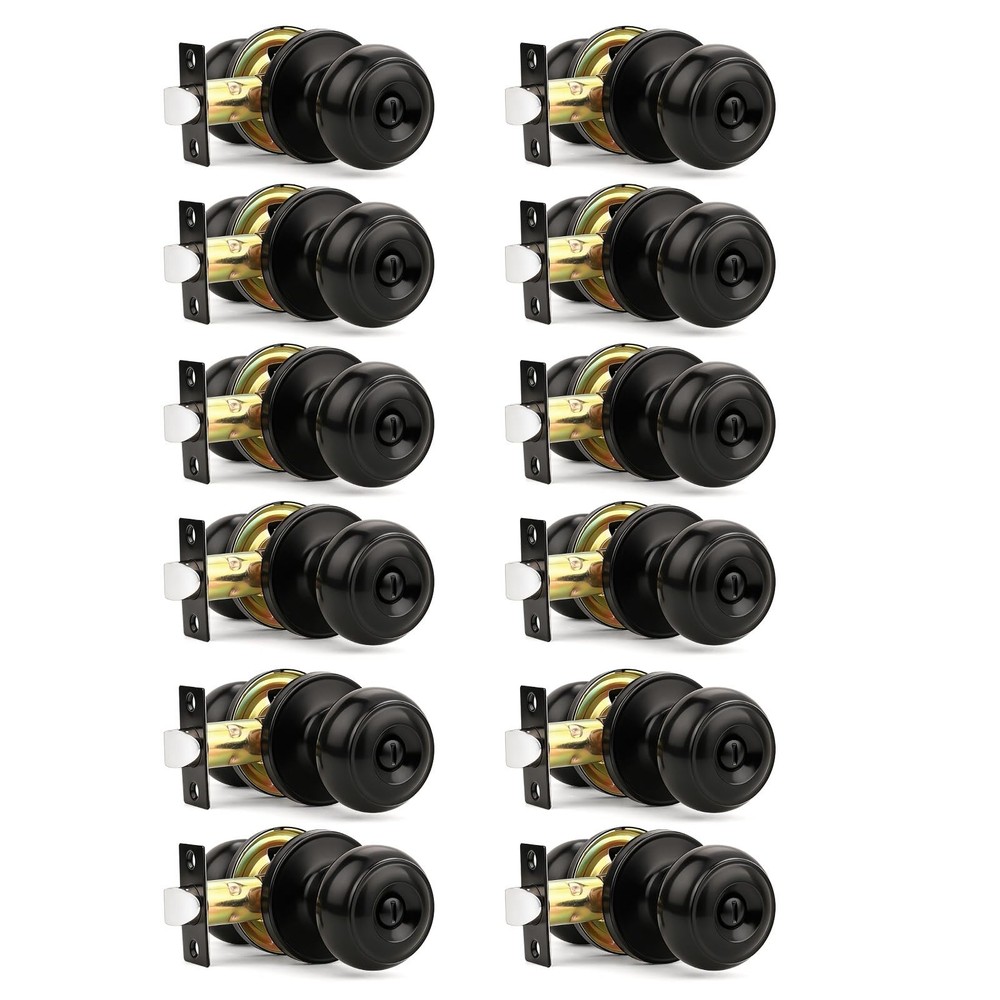Orger 10 Pack Matte Black Privacy Door Knobs Interior, Classic Round Shape Be...